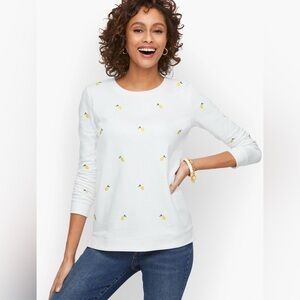 Talbots Crewneck Sweatshirt with embroidered lemons Small